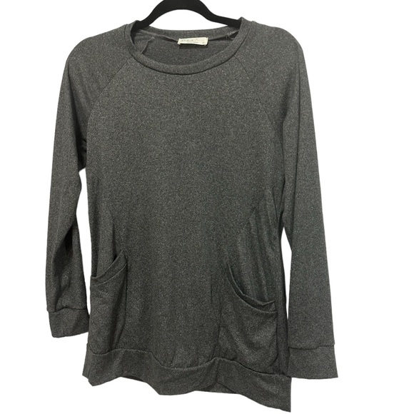Jersey knit Soft Long Sleeve Solid Pocket Tee Gray Small - Picture 1 of 7